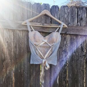 Rampage Y2k Baby Blue & Cream Bustier Top